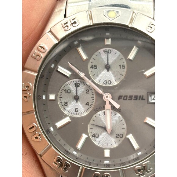 Fossil Watch Blue CH-2331 Men's 42mm Gray Dial Chronograph Diver Watch Wide Link - Picture 15 of 16